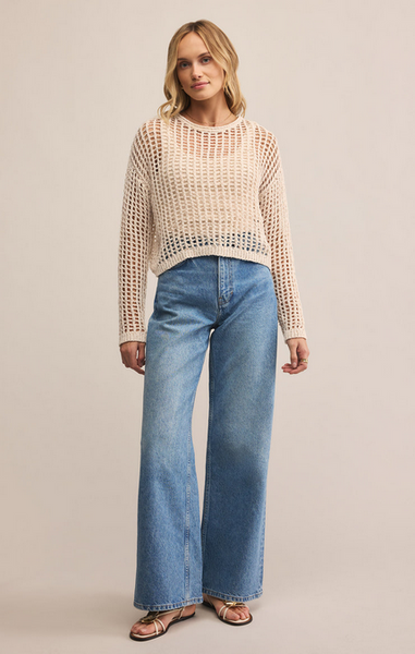 Felix Cropped Crochet Sweater - Crystal