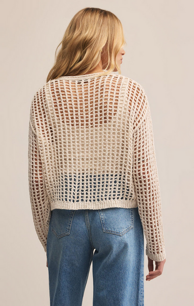 Felix Cropped Crochet Sweater - Crystal