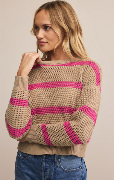 Broadbeach Striped Sweater - Biscuit