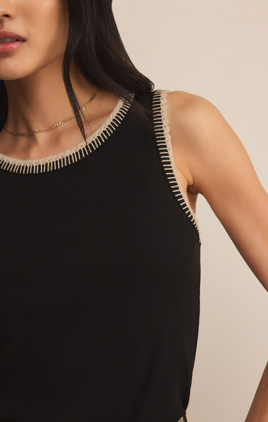 Social Whipstitch Tank - Black