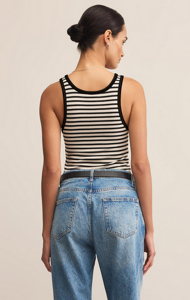 Classic Striped Scoop Tank - Black
