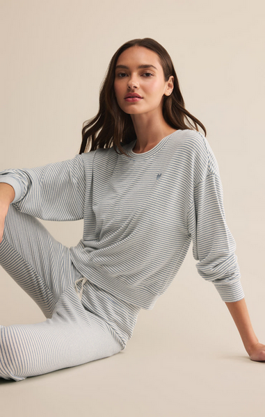 Bisou Stripe Long Sleeve - Light Denim
