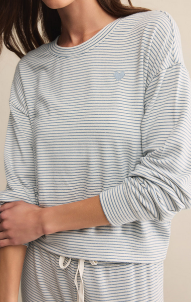 Bisou Stripe Long Sleeve - Light Denim