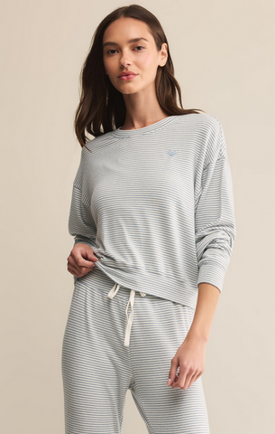 Bisou Stripe Long Sleeve - Light Denim