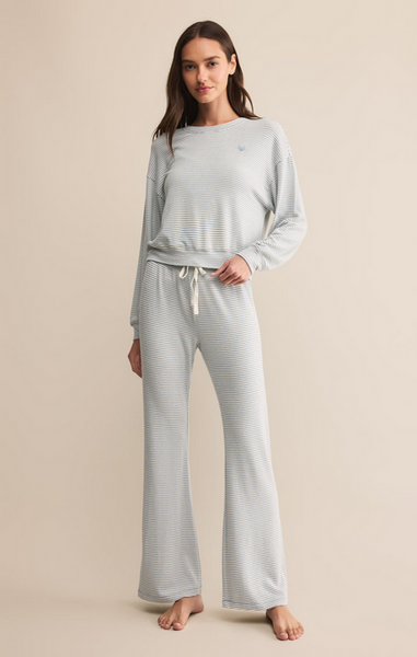 In The Clouds Stripe Pant - Light Denim
