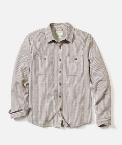 Pacifica Stretch Twill Overshirt - Grey Railroad Stripe