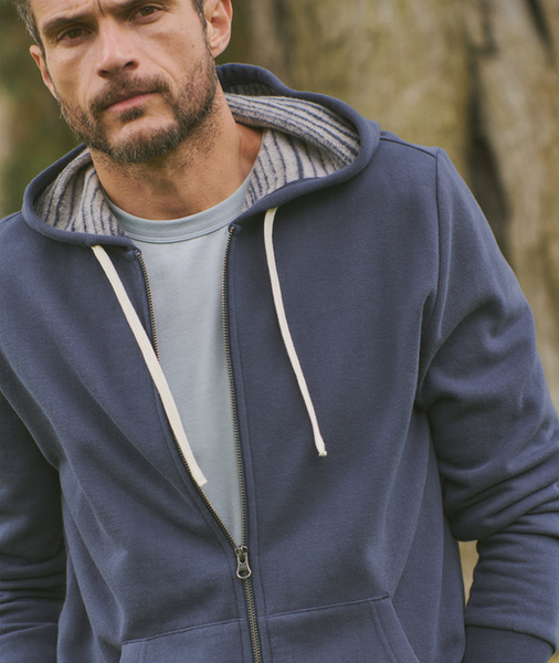 Cloud 9 Fleece Full Zip Hoodie - Navy Stripe