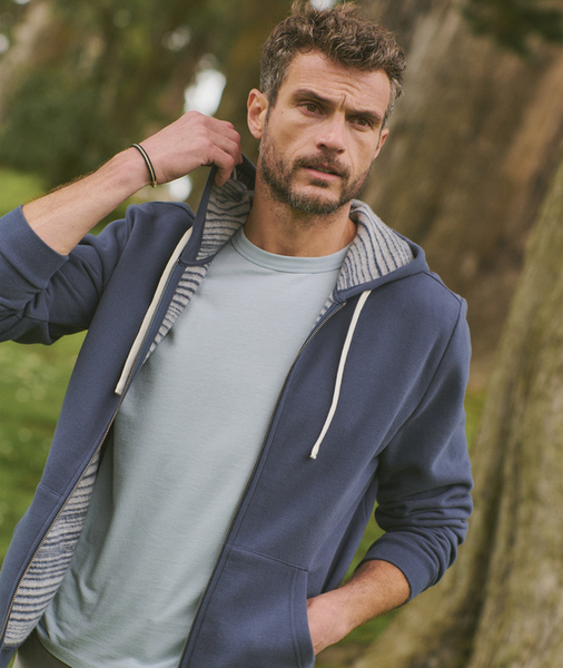 Cloud 9 Fleece Full Zip Hoodie - Navy Stripe