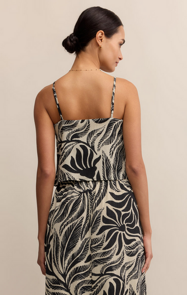 Nolan Palm Crop Tank - Black