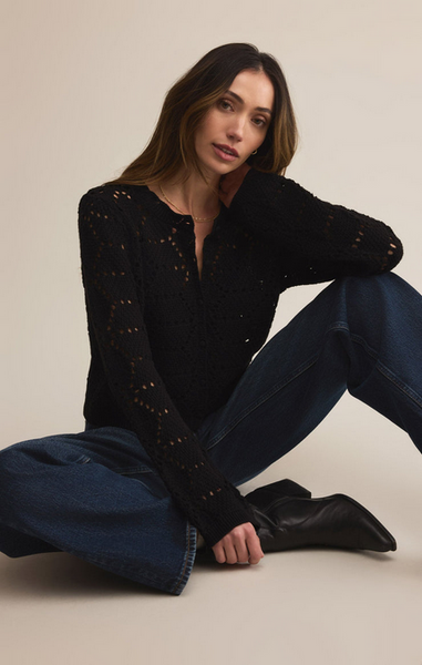 Rosalyn Diamond Sweater Cardigan - Black