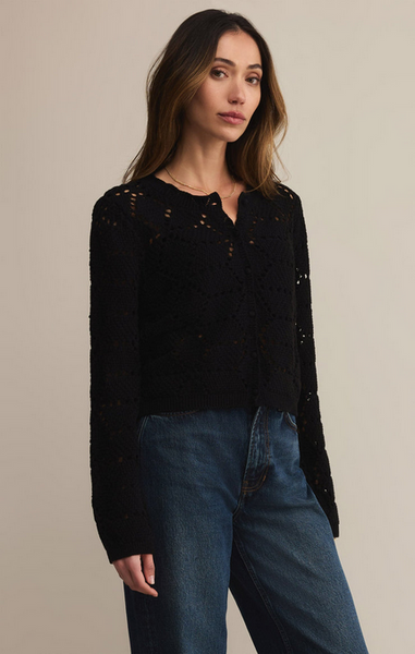 Rosalyn Diamond Sweater Cardigan - Black