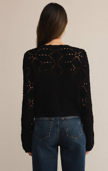 Rosalyn Diamond Sweater Cardigan - Black