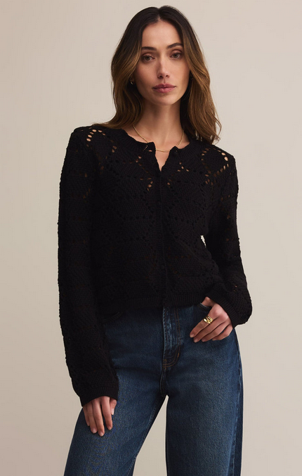Rosalyn Diamond Sweater Cardigan - Black