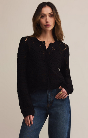 Rosalyn Diamond Sweater Cardigan - Black
