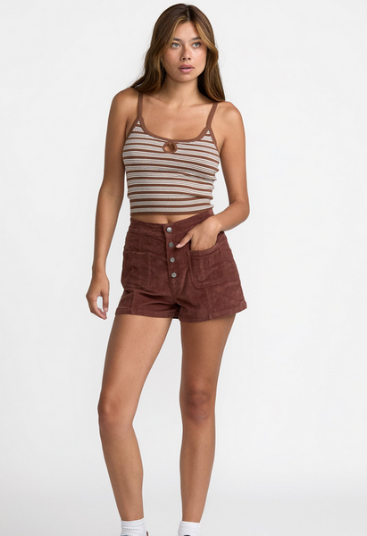 Tight Stripe Sweater Tank - Mocha