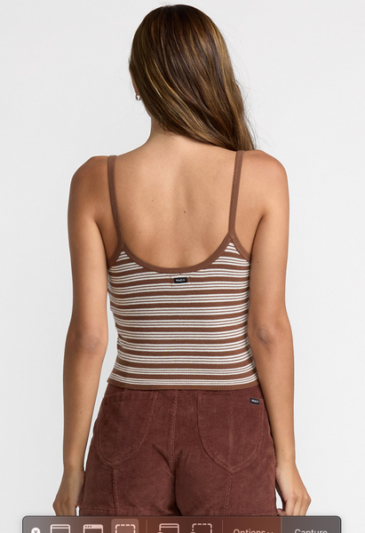 Tight Stripe Sweater Tank - Mocha