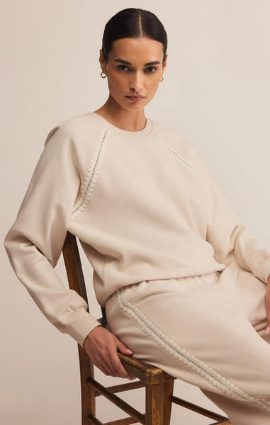 All Around Embroidered Sweatshirt - Crystal