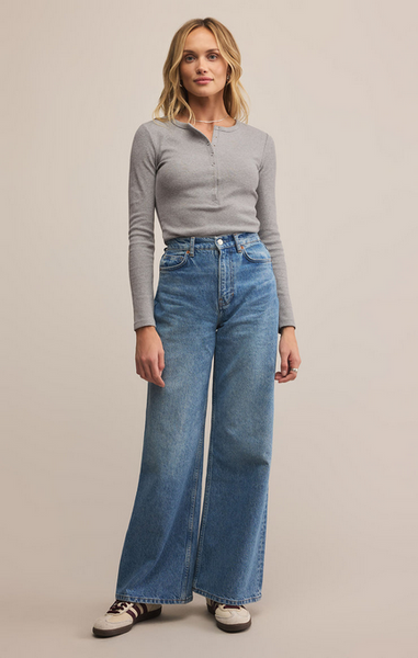Stella Modal Rib Henley - Classic Heather Gray
