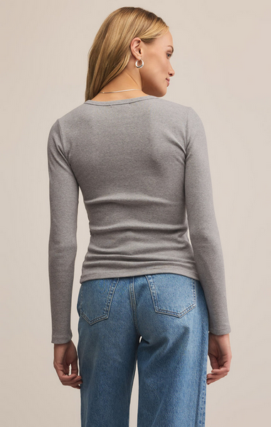 Stella Modal Rib Henley - Classic Heather Gray