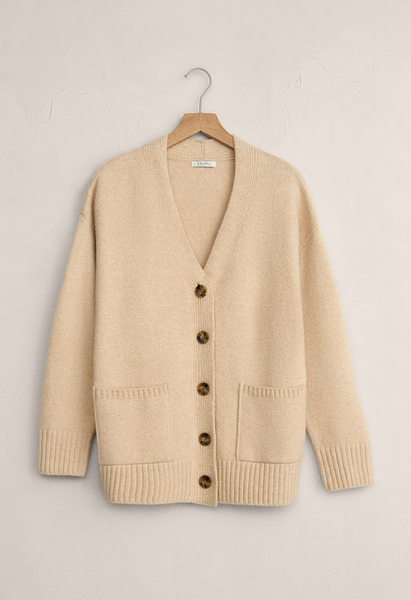 Theo V-Neck Cardigan - Champagne Heather