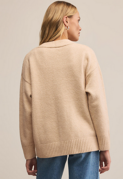 Theo V-Neck Cardigan - Champagne Heather