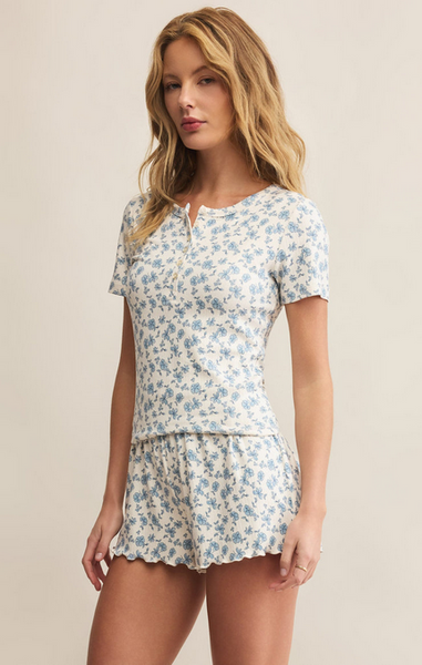 Faye Ditsy Floral Top - Crystal