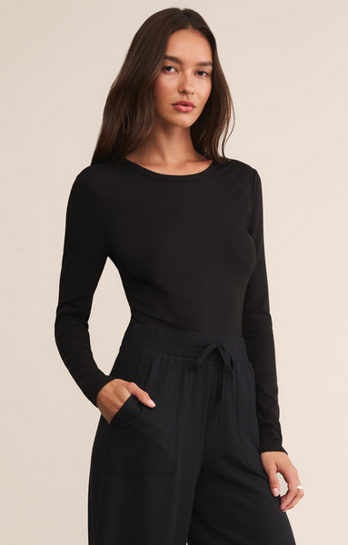 Second Skin Crew Long Sleeve Top - Black