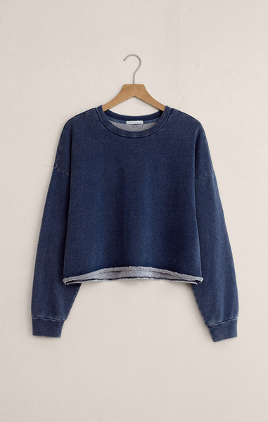 Circuit Knit Denim Sweatshirt - Indigo