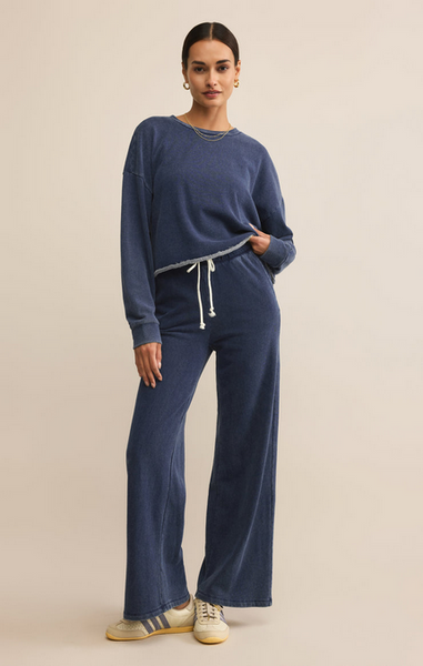 Circuit Knit Denim Sweatshirt - Indigo