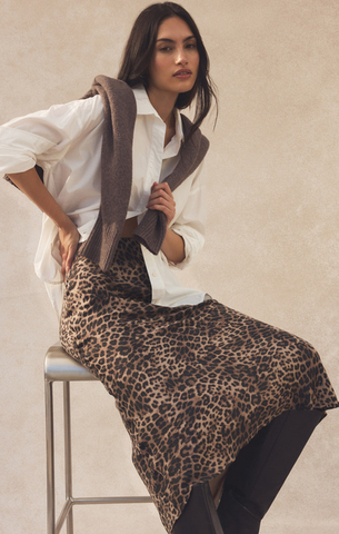Izabel Leopard Skirt - Desert Tan