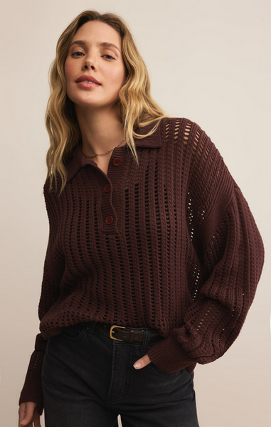 Looking Glass Polo Sweater - Sandalwood