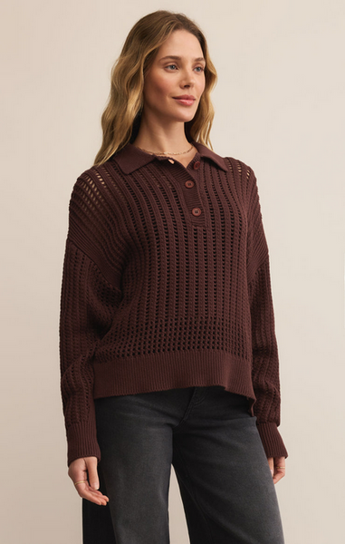 Looking Glass Polo Sweater - Sandalwood