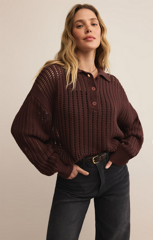 Looking Glass Polo Sweater - Sandalwood