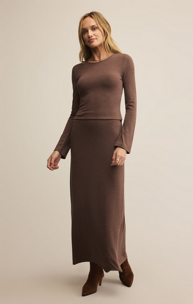 Demure Cropped Long Sleeve - Suede