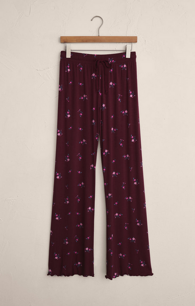 At Ease Ditsy Pant - Merlot