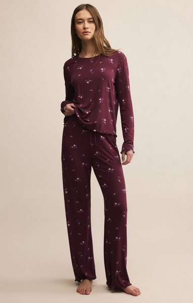 At Ease Ditsy Pant - Merlot