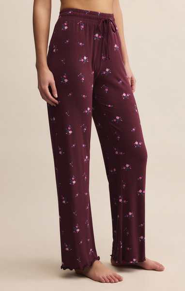 At Ease Ditsy Pant - Merlot