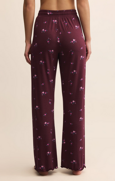 At Ease Ditsy Pant - Merlot