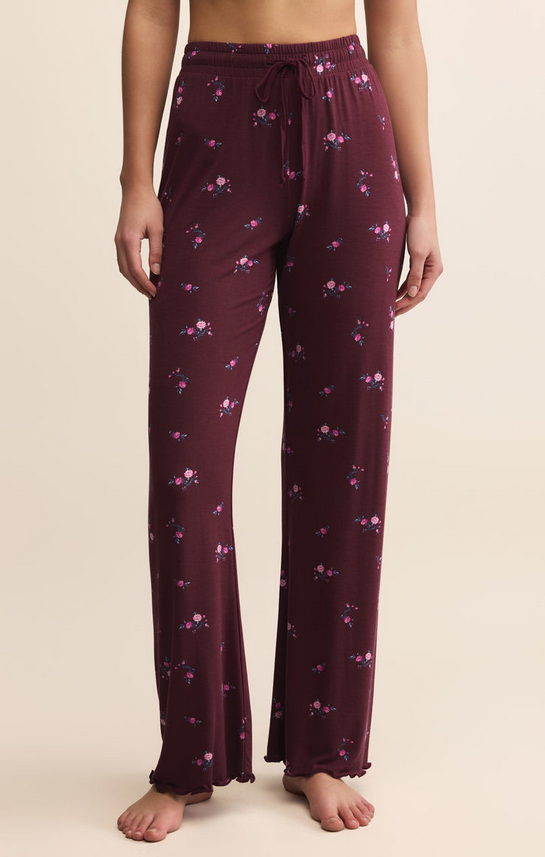 At Ease Ditsy Pant - Merlot