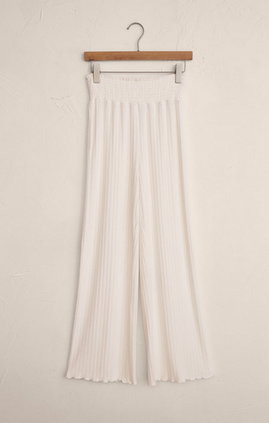 Dawn Smocked Rib Pant - Vanilla Ice