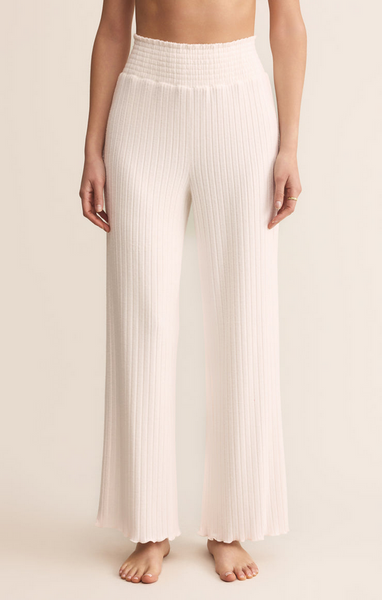 Dawn Smocked Rib Pant - Vanilla Ice