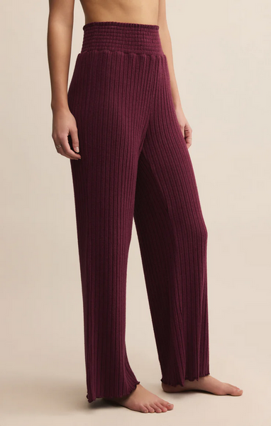 Dawn Smocked Rib Pant - Merlot