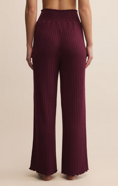 Dawn Smocked Rib Pant - Merlot