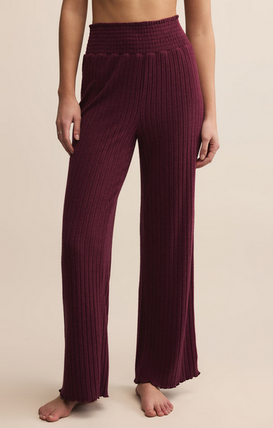 Dawn Smocked Rib Pant - Merlot
