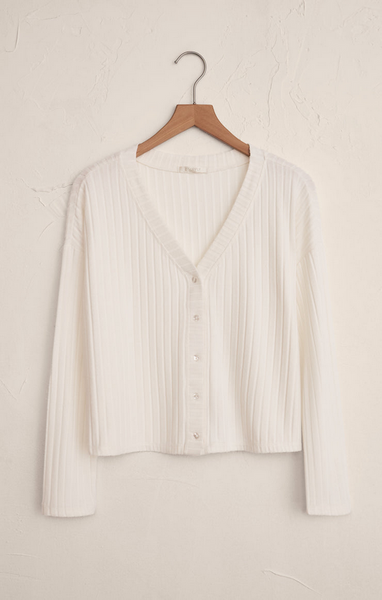 Mara Silky Rib Cardigan - Vanilla Ice