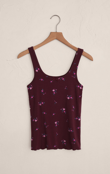 Shania Ditsy Tank - Merlot