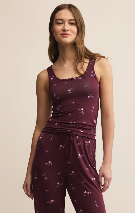 Shania Ditsy Tank - Merlot