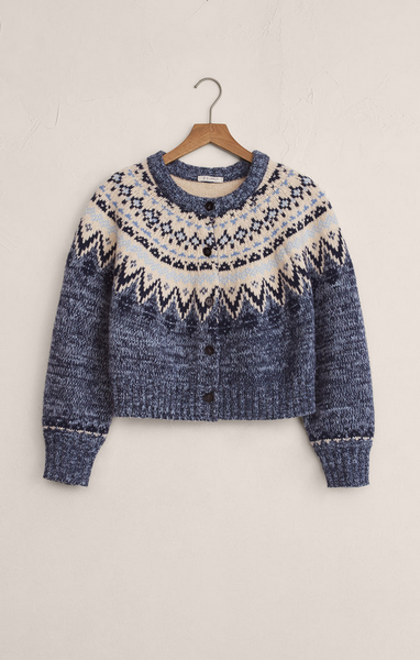 North Sea Fairisle Cardigan - Blue Velvet Heather