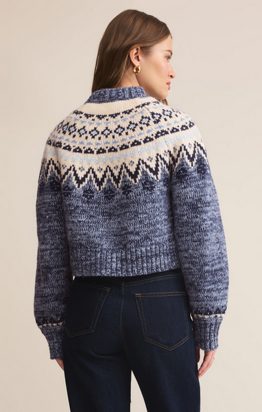 North Sea Fairisle Cardigan - Blue Velvet Heather