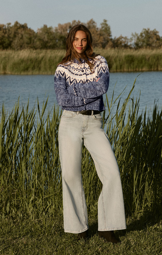 North Sea Fairisle Cardigan - Blue Velvet Heather